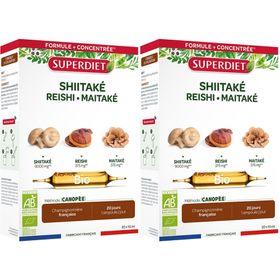 SUPERDIET Shiitake Reishi Mait Bio - 20 ampoules de 10 ml
