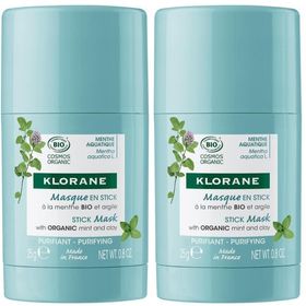 KLORANE Masque Visage en Stick à la menthe aquatique BIO et à l’Argile