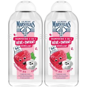 Le Petit Marseillais Shampooing 2 en 1 Bébé & Enfant Démêlant Framboise Bio & Coton