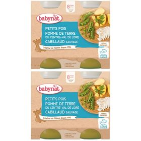 Babybio PETITS POIS POMME DE TERRE DU CENTRE-VAL DE LOIRE CABILLAUD SAUVAGE dès 8 mois