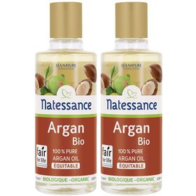 Natessance Huile d’Argan Bio 100 % Pure Pressée à Froid Visage Corps Cheveux