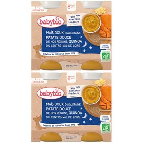 Babybio MAÏS DOUX D'AQUITAINE PATATE DOUCE DE NOS RÉGIONS QUINOA DU CENTRE-VAL DE LOIRE dès 8 mois