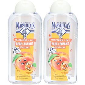 Le Petit Marseillais Shampooing 2 en 1 Bébé & Enfant Démêlant Pêche Bio & Abricot Bio