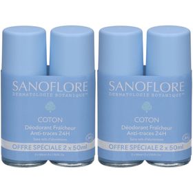 SANOFLORE Déodorant Roll-On 24h Coton x2