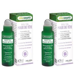 Olioseptil Roll'on Maux de Tête, Roll'on aux 5 huiles essentielles, roller 5 ml