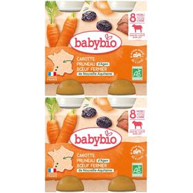 BABYBIO Menu Carotte, Pruneau d'Agen, Bœuf fermier de Nouvelle-Aquitaine