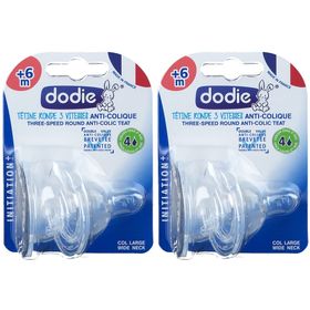 dodie® Tétine Initiation+ ronde 3 vitesses anti-colique +6 mois