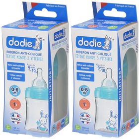 dodie® Initiation+ Biberon Anti-colique 150 ml avec tétine débit 1 décor