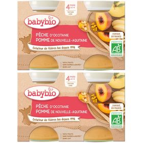Babybio PÊCHE D'OCCITANIE POMME DE NOUVELLE-AQUITAINE dès 4 mois