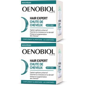 OENOBIOL - HAIR EXPERT Chute de cheveux Anti-Âge - Préserve le capital capillaire, Favorise la croissance et la densité, Préserve la pigmentation des cheveux - Complément alimentaire - 60 comprimés