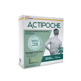 ACTIPOCHE - Coussin thermique - Thermothérapie - Contractures musculaires et douleurs articulaires - Dos et ventre - Argile - 1 unité