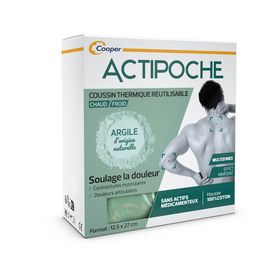 ACTIPOCHE - Coussin thermique - Thermothérapie - Contractures musculaires et douleurs articulaires - Multizones - Argile - 1 unité