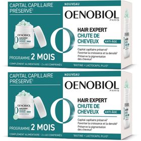 OENOBIOL - HAIR EXPERT Chute de cheveux Anti-Âge - Préserve le capital capillaire, Favorise la croissance et la densité, Préserve la pigmentation des cheveux - Complément alimentaire - 2 x 60 comprimés