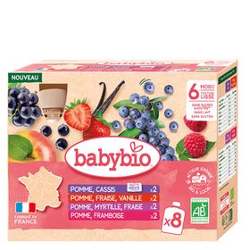 BABYBIO Multi-parfums Fruits rouges - Cassis, Fraise-Vanille, Myrtille, Framboise