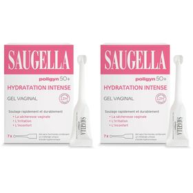 Saugella Poligyn 50+ Gel Vaginal Hydratation Intense, soin sans hormones contre la sécheresse et l’irritation vaginale liées à la ménopause, à l’acide hyaluronique, 7 unidoses de 4 ml