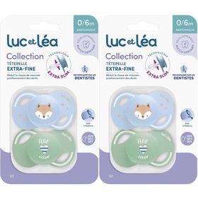 LUC ET LEA Duo de sucettes anatomiques extra-fines – Renard et Petit Cœur