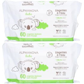 ALPHANOVA Lingettes à l’eau sans parfum – sans rinçage