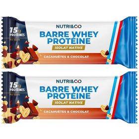 NUTRI&CO Barre protéine Whey Goût Cacahuètes & Chocolat