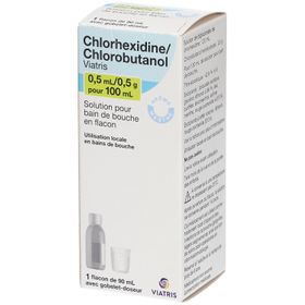 Chlorhexidine/Chlorobutanol MYLAN 0,5 ml/0,5 g pour 100 ml