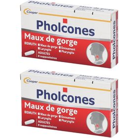 PHOLCONES - Maux de gorge - Adultes - 8 suppositoires