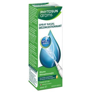 PHYTOSUN AROMS – Spray Nasal Décongestionnant – aux Huiles Essentielles – Action Rapide* – Rhume, Rhinosinusite ou Rhinite Allergique – 1x 20 ml