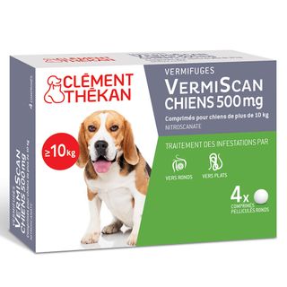 Clement Thekan Vermifuges Vers Plats Et Ronds Chien 10kg et + 4 Comprimés