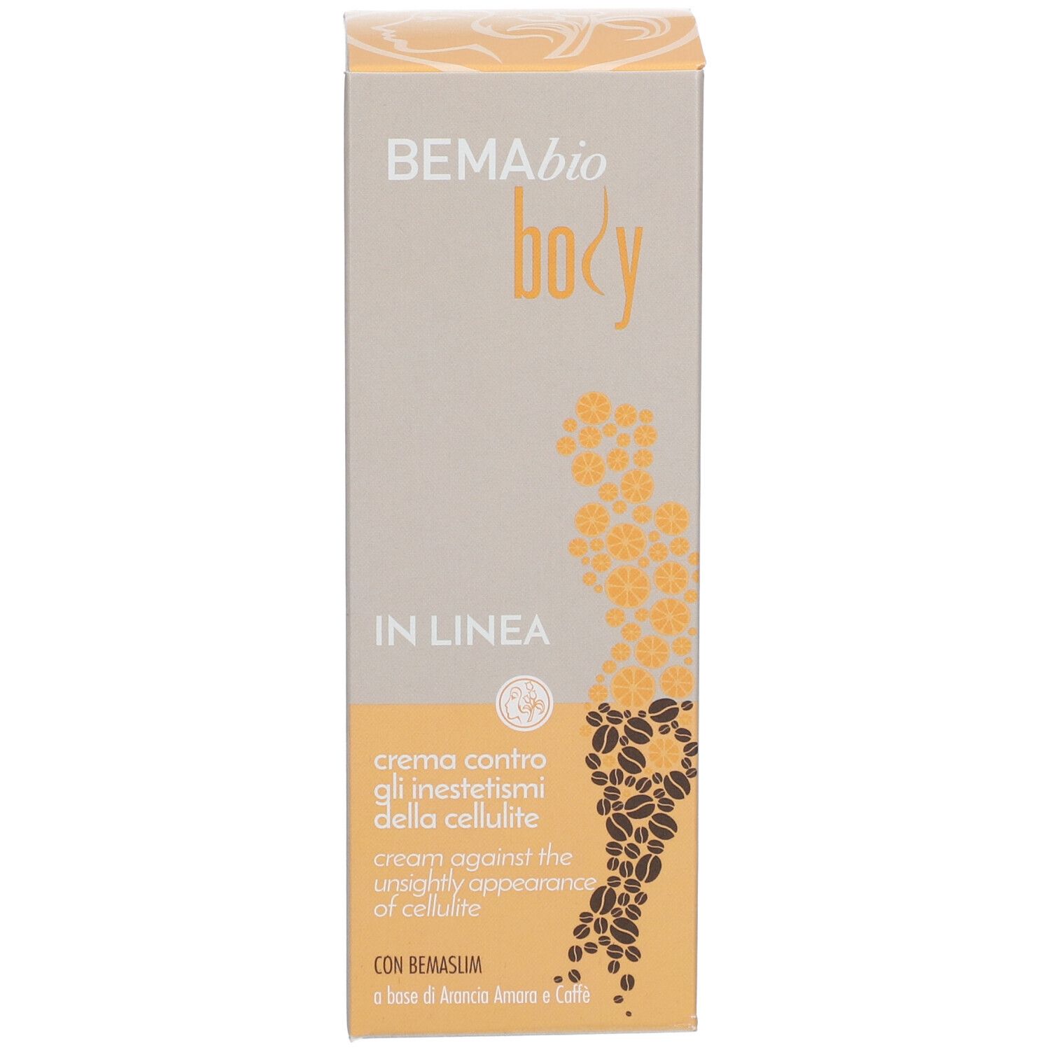 Boîte avec inscription: BEMA bio body, IN LINEA, crema contro gli inestetismi della cellulite, CON BEMASLIM.