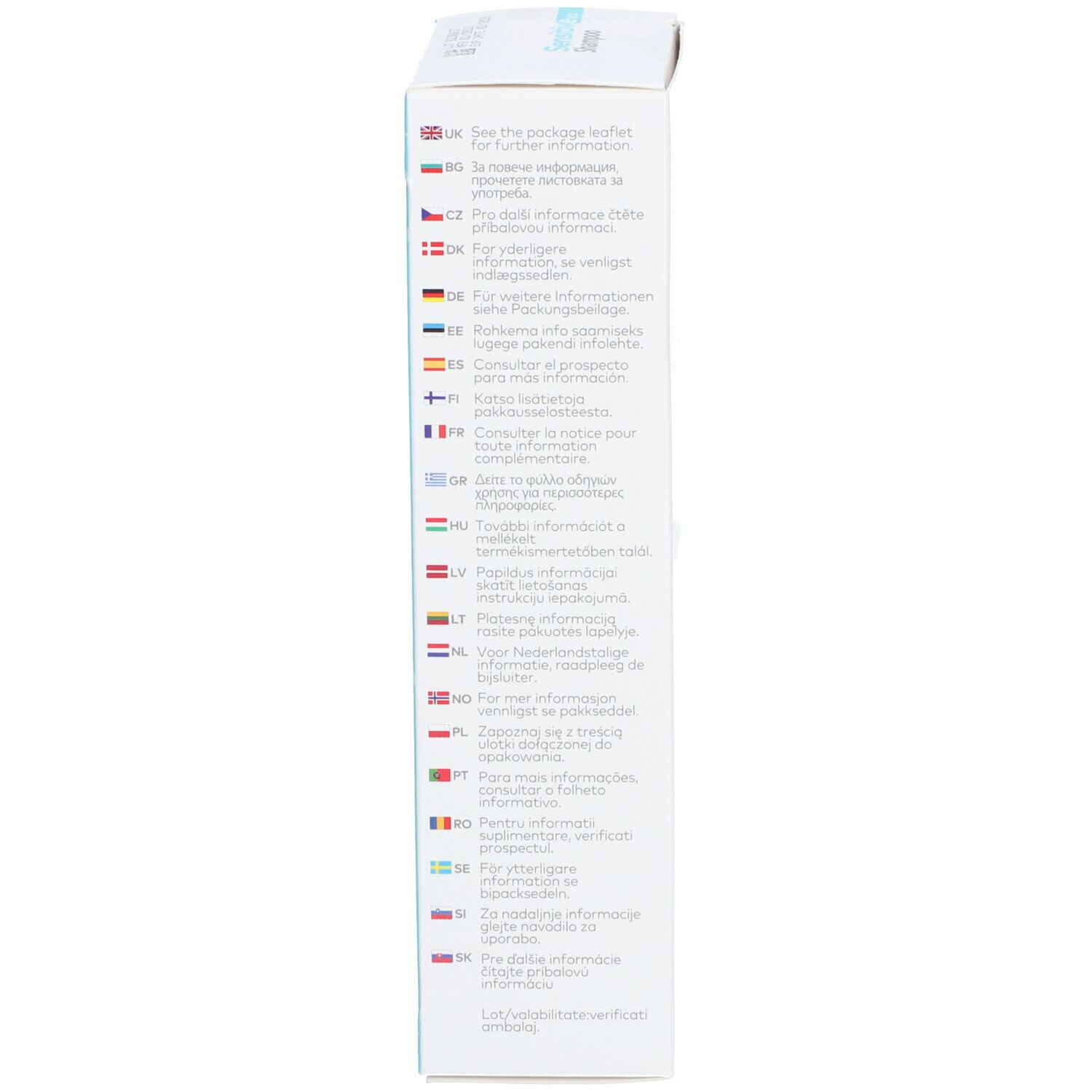 Côté de l'emballage Sensitiv Evo Shampoo. Texte multilingue. Informations produit.