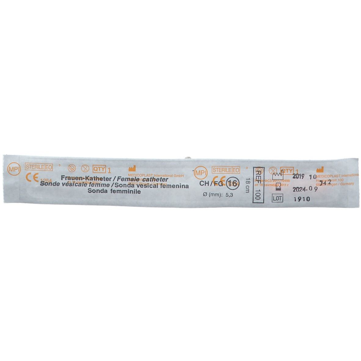 Sonde Nelaton Ureter CH16 18 cm Orange