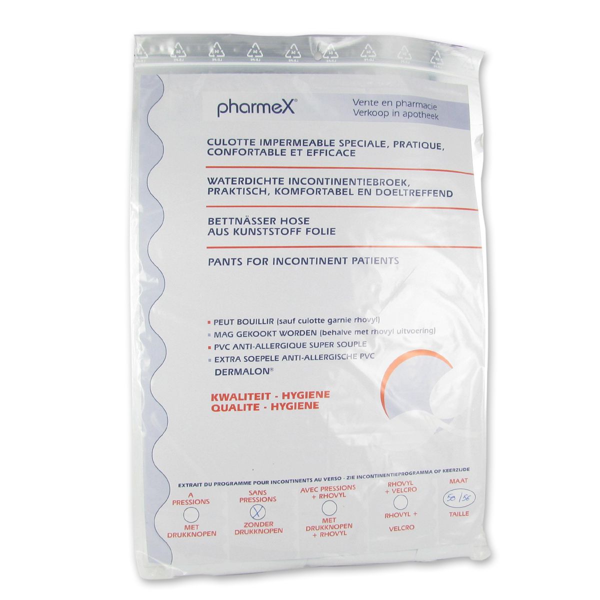 Pharmex Culotte Incontinence sans Bouton-Poussoir 50-56