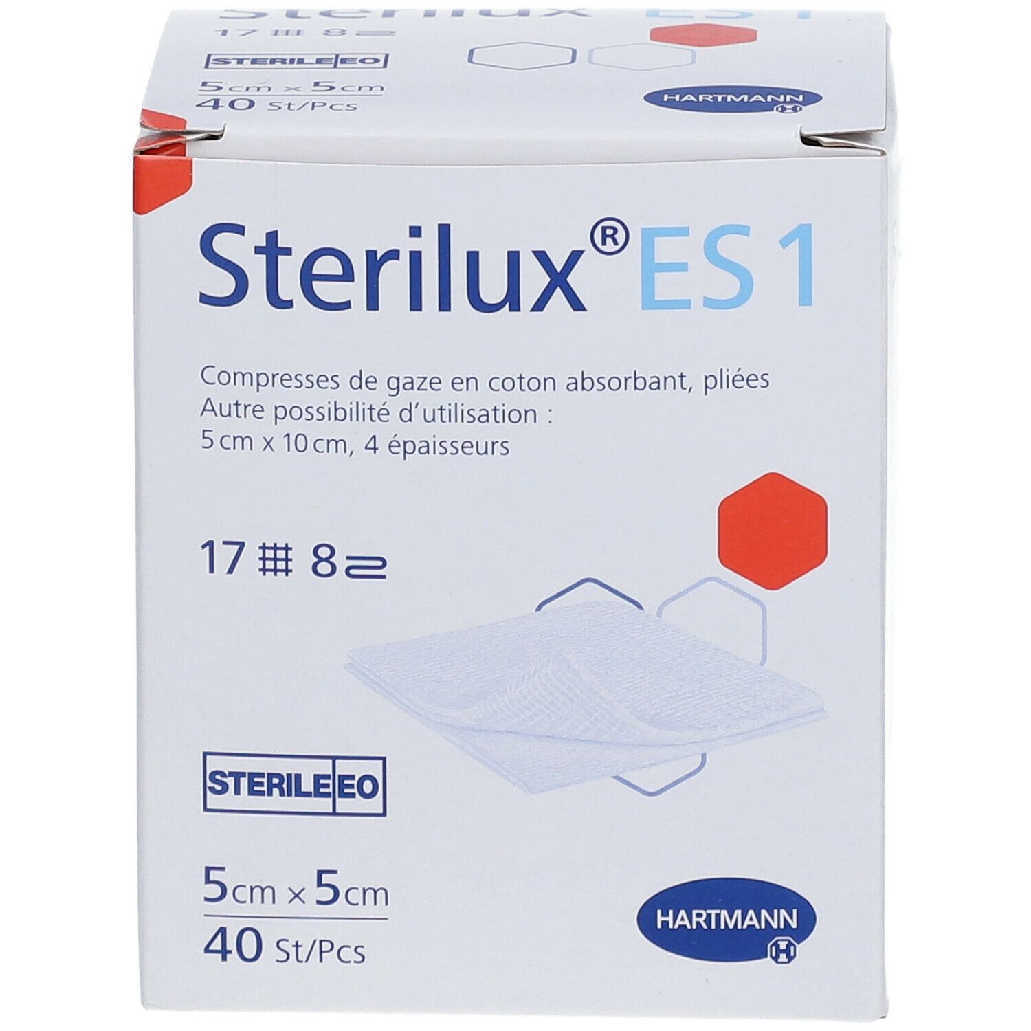 Hartmann Stérilux® ES 1 Compresses de gaze hydrophile 8 Plis 5 cm x 5 cm