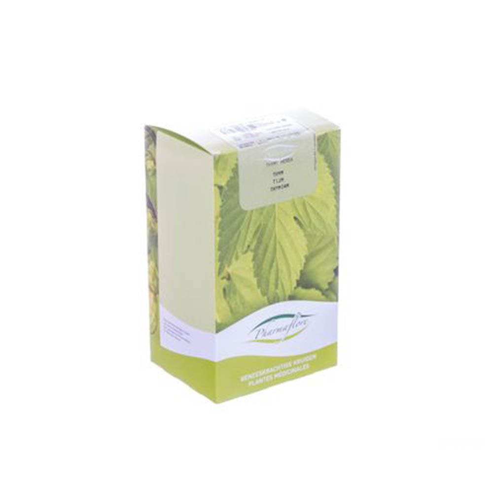 Boîte en carton, en biais. Logo Pharmaflore. Texte : Thym Geheel, Thymian Entier, Thymian ganz, Thym herb. Texte : Natural Solutions.