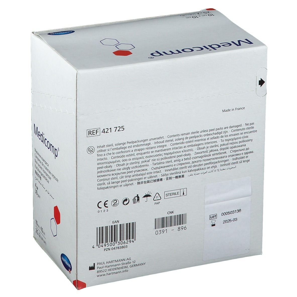 Hartmann Medicomp Vlies Compress 7.5 X 7.5 Cm – 25 Confezioni Da 2 Pezzi (50 Compresse) – Garza Non Tessuta 6 Strati