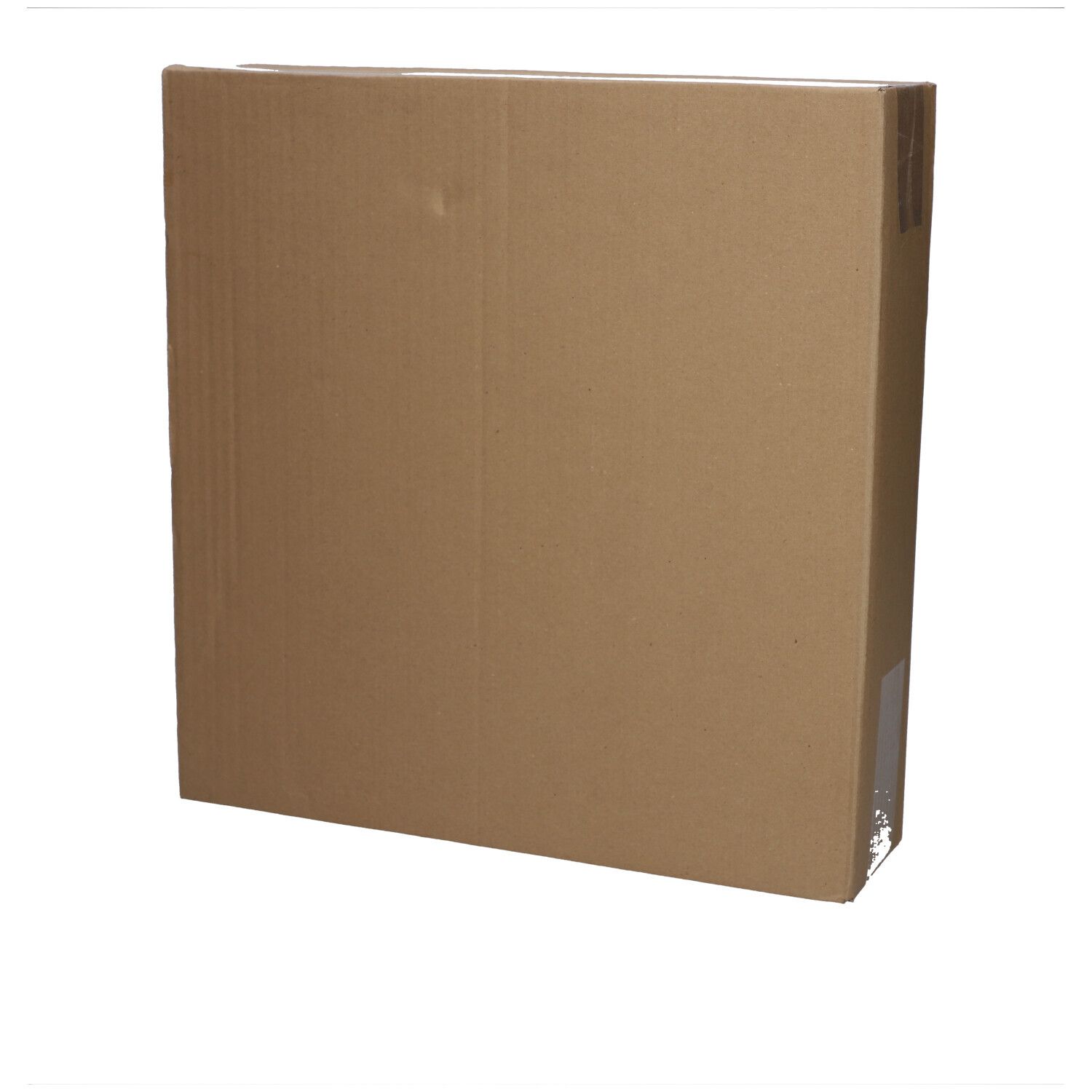 Emballage en carton brun, rectangulaire. Partiellement enveloppé de film. Aucun autre détail visible.