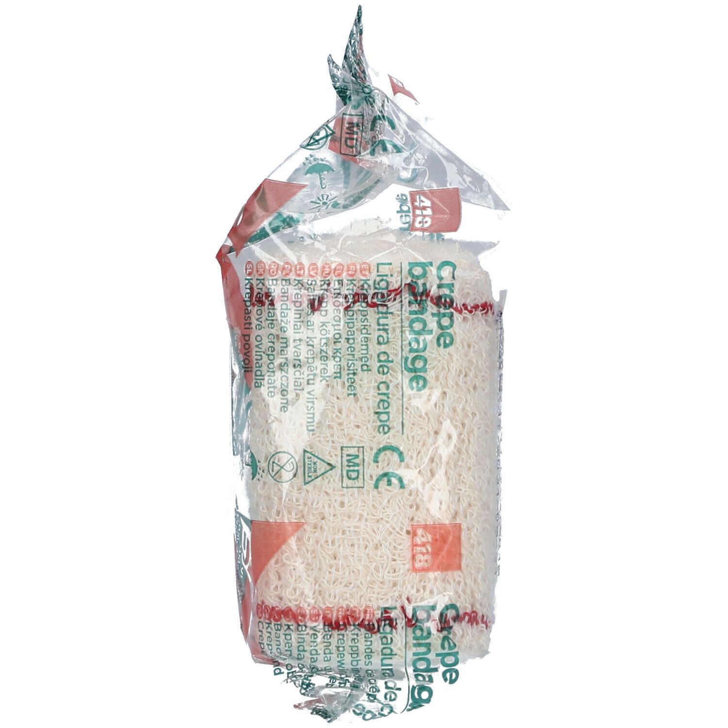 Zeno Bandage de Crêpe 7 cm x 4 m + Filet Rouge