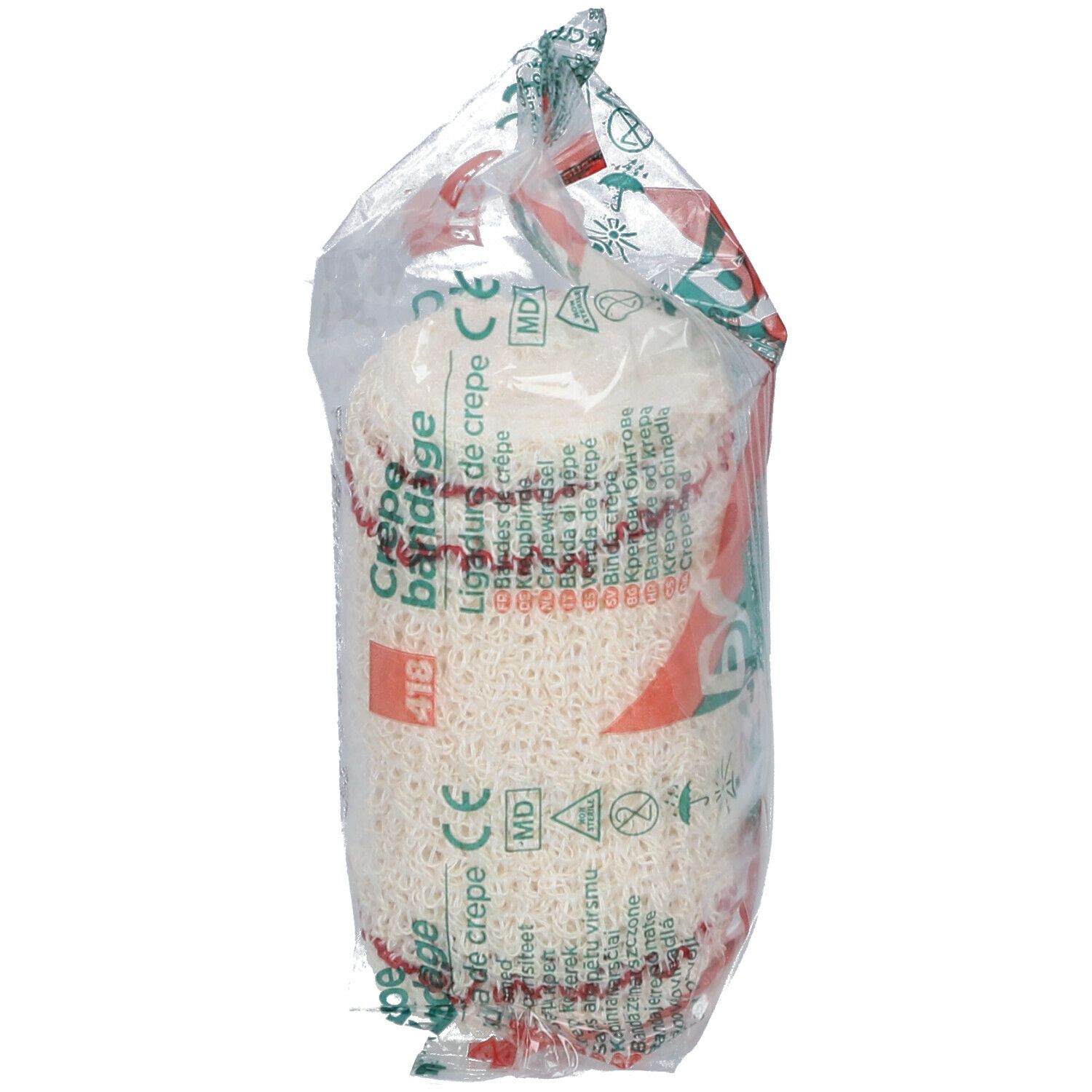 Zeno Bandage de Crêpe 7 cm x 4 m + Filet Rouge