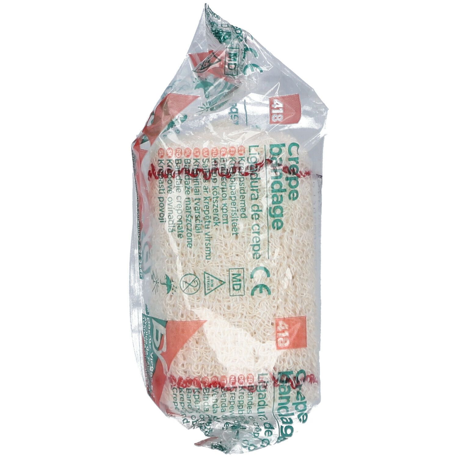 Zeno Bandage de Crêpe 7 cm x 4 m + Filet Rouge