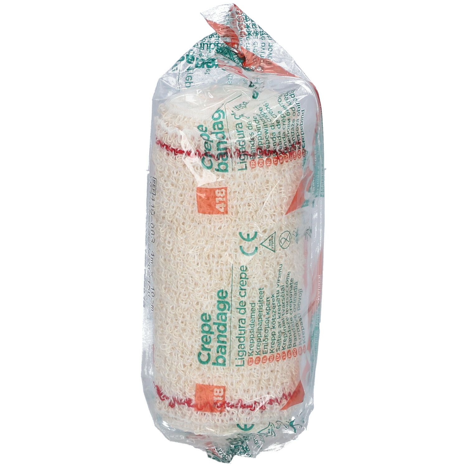 Zeno Bandage de Crêpe 10 cm x 4 m + Filet Rouge