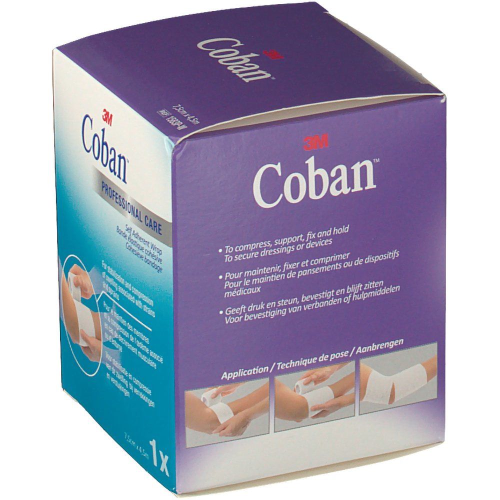 3M Coban Bandage Auto-adhésif Blanc 7,5cm x 4,5 m