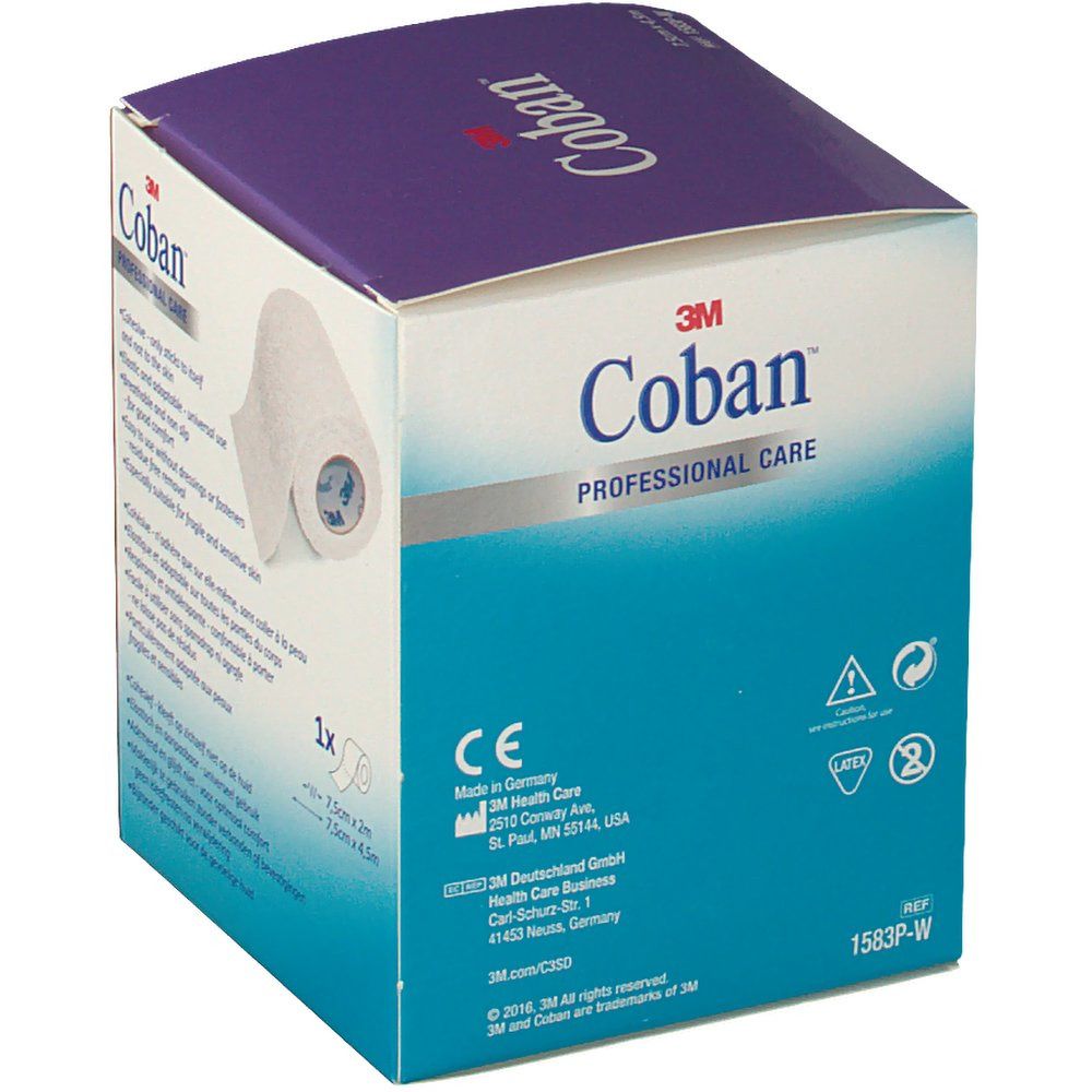 3M Coban Bandage Auto-adhésif Blanc 7,5cm x 4,5 m