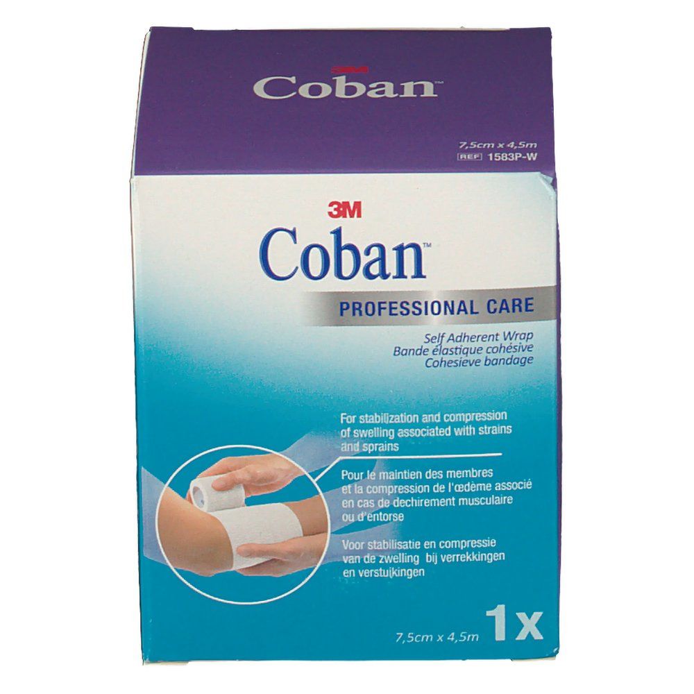 3M Coban Bandage Auto-adhésif Blanc 7,5cm x 4,5 m