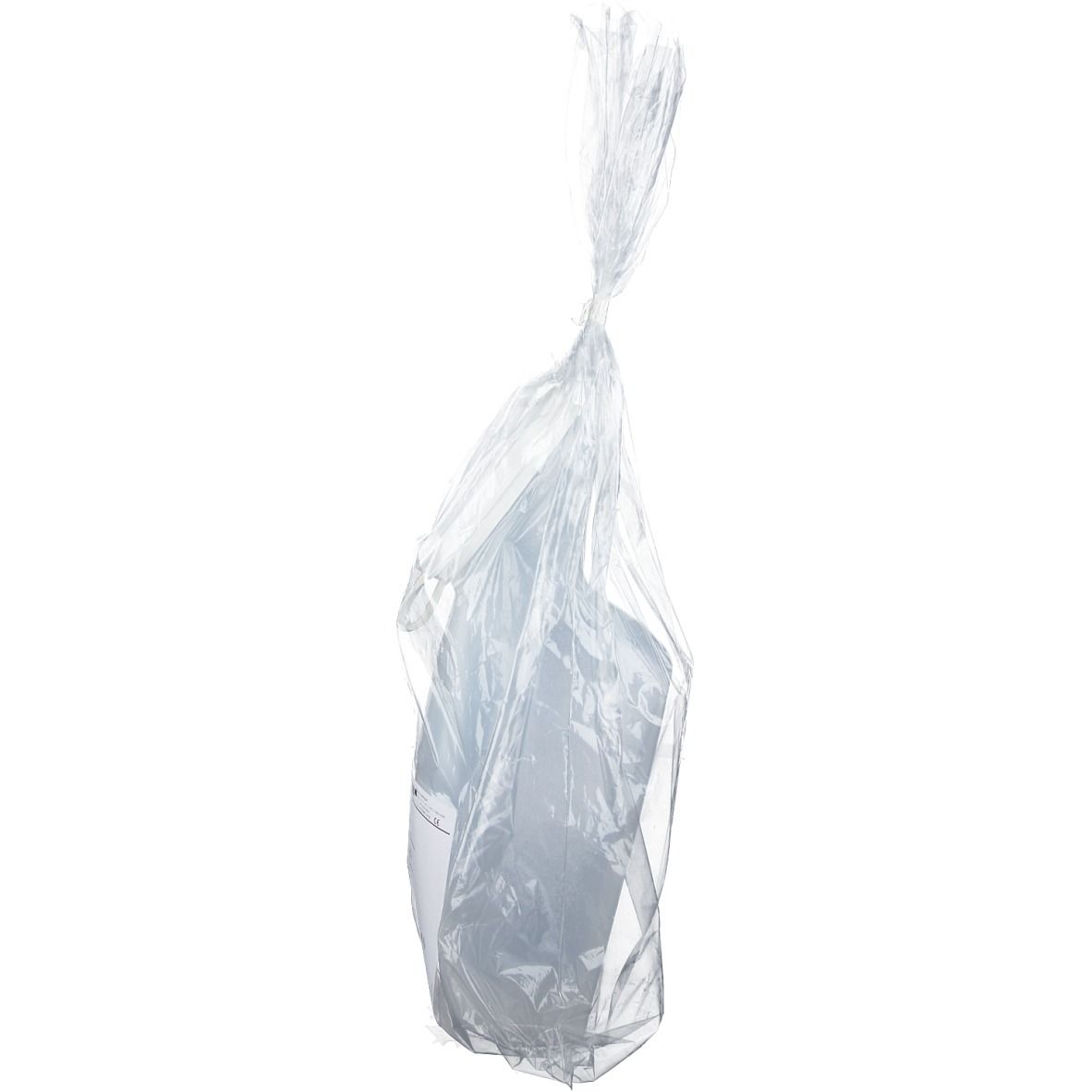 Urinal en plastique transparent dans un emballage plastique transparent, noué.