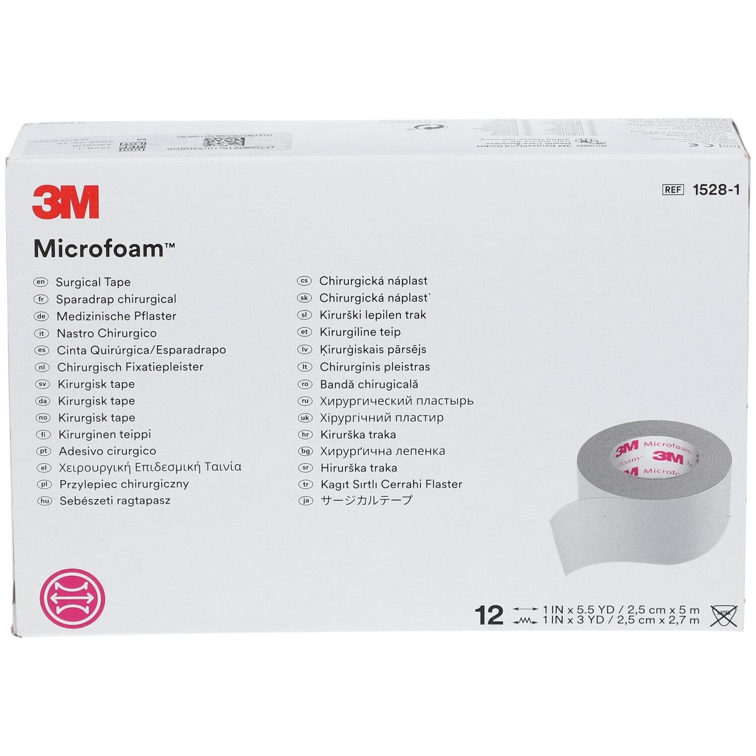 3M™ Microfoam™ Sparadrap chirurgical 25 mm x 5 m
