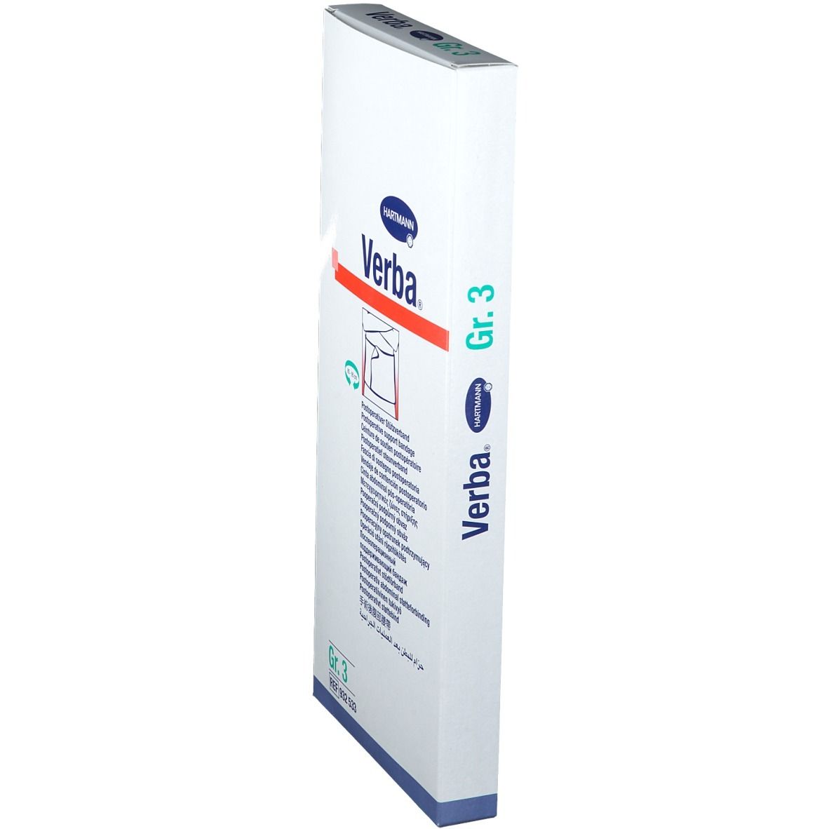 Verba Hartmann, Gr. 3, emballage. Blanc avec nom et logo du produit. Gr. 3 sur le côté. REF 932 533.