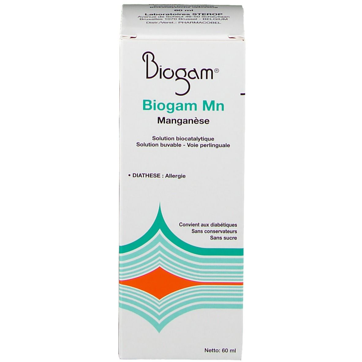 Emballage du produit. Inscription "Biogam Mn".