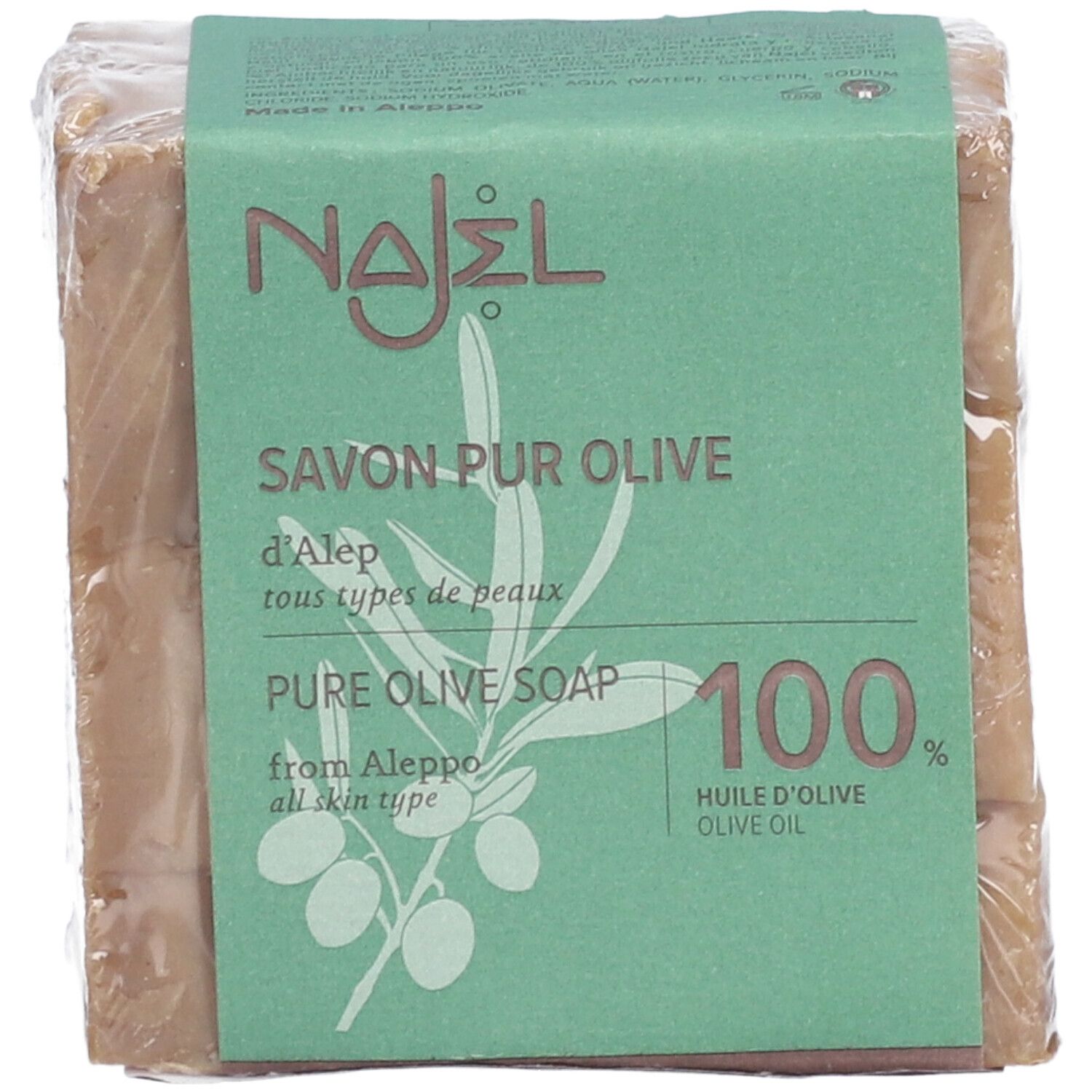Najel Savon Pur Olive D'Alep 100% Huile D'Olive Tous Types De Peaux Visage/Corps/Cheveux