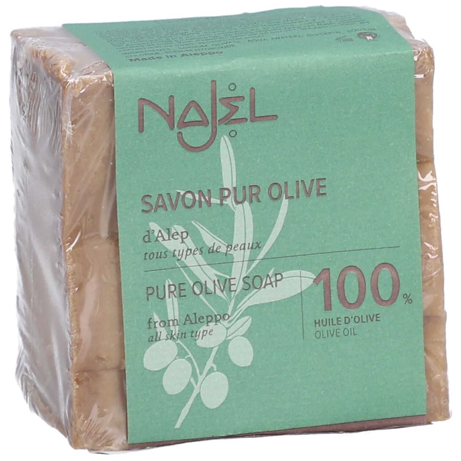 Najel Savon Pur Olive D'Alep 100% Huile D'Olive Tous Types De Peaux Visage/Corps/Cheveux