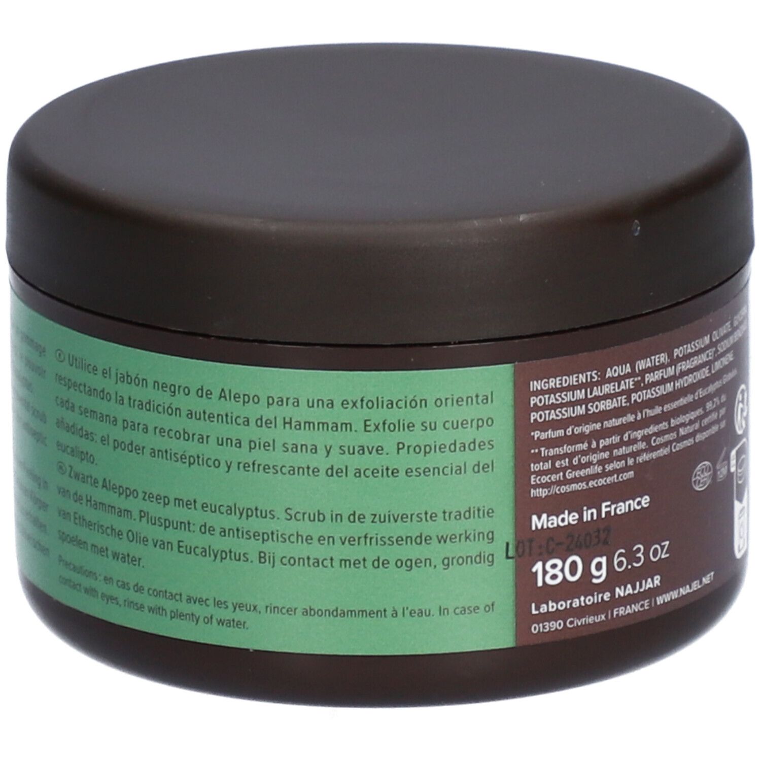 Najel Eucalyptus Savon Noir D'Alep Gommage Corps