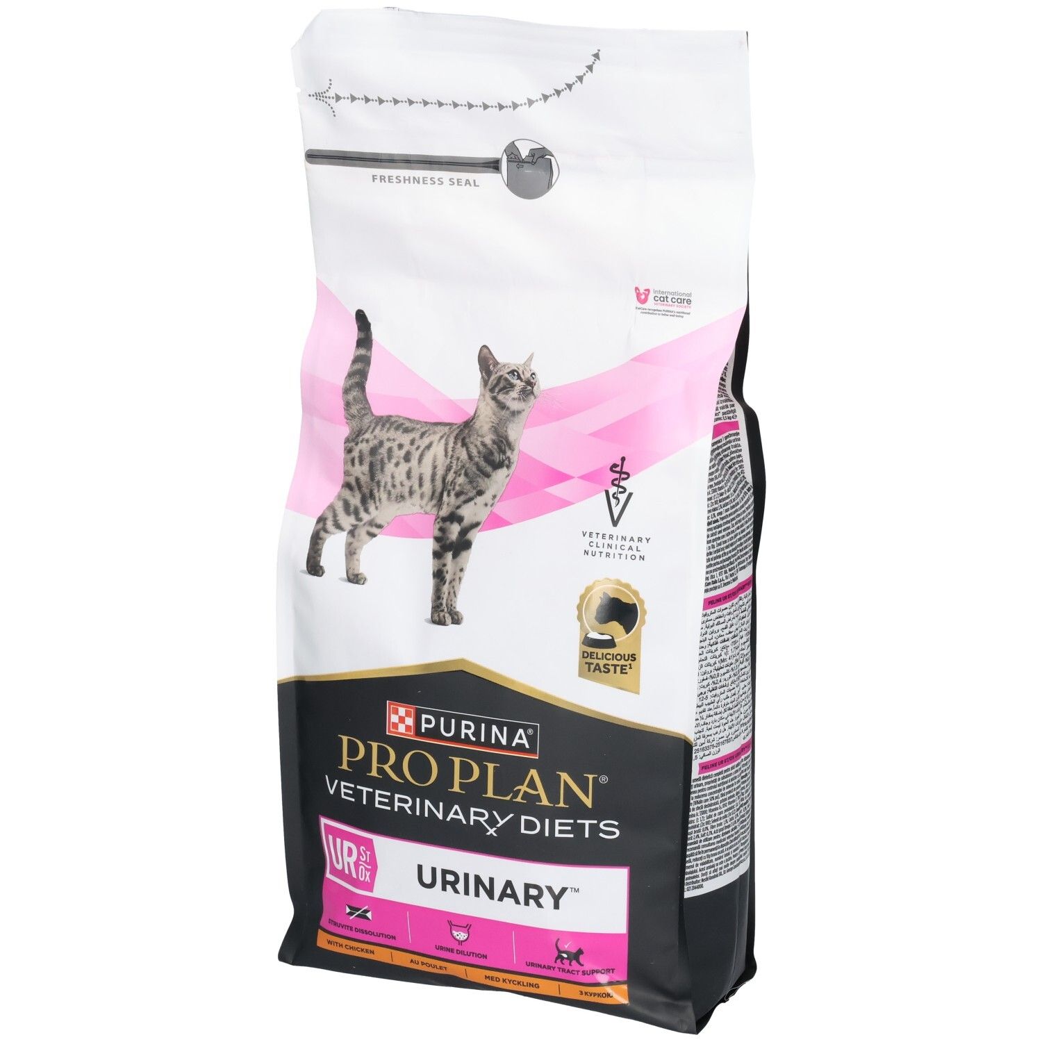Sac de nourriture sèche pour chats. Marque : Purina Pro Plan Veterinary Diets. Inscription : UR Urinary.