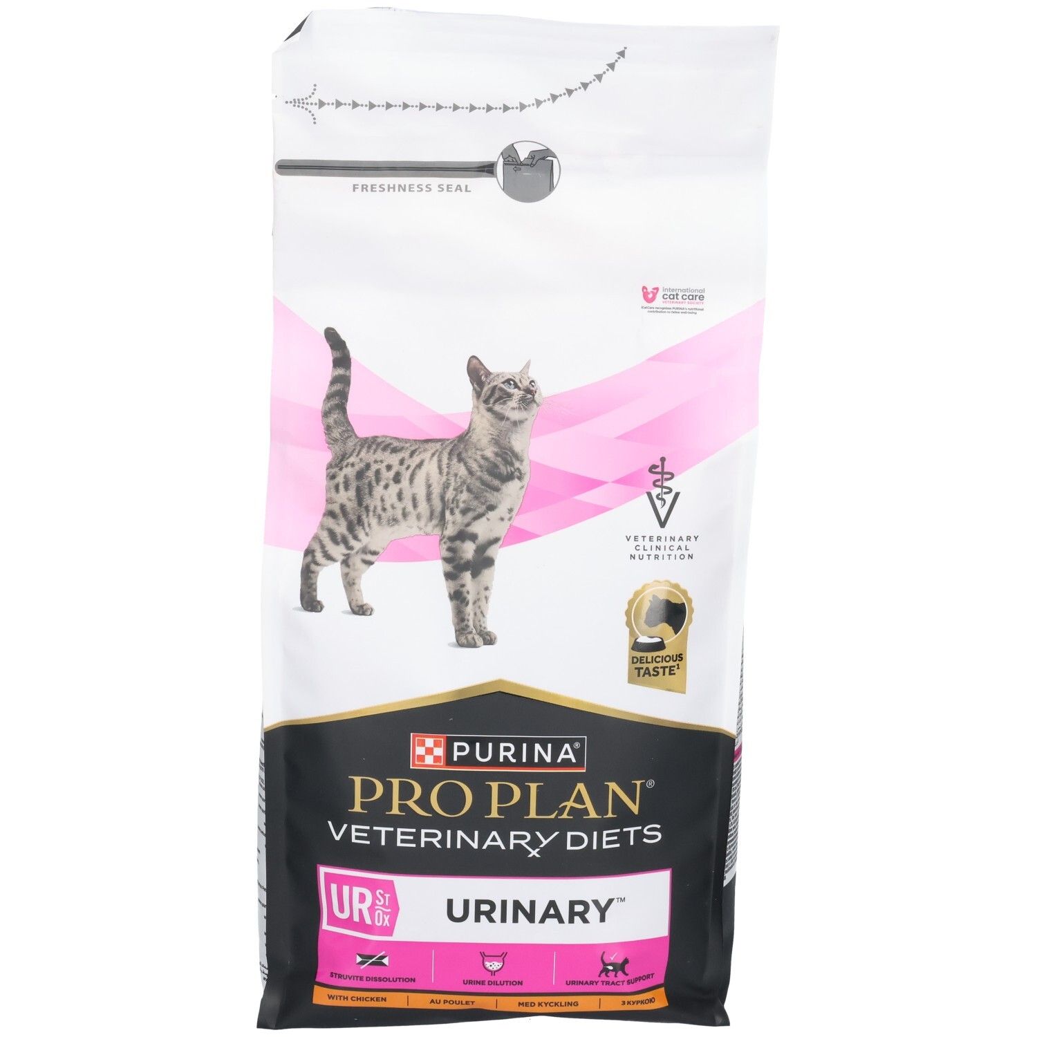 Sac de nourriture sèche pour chats. Marque : Purina Pro Plan Veterinary Diets. Inscription : UR Urinary.
